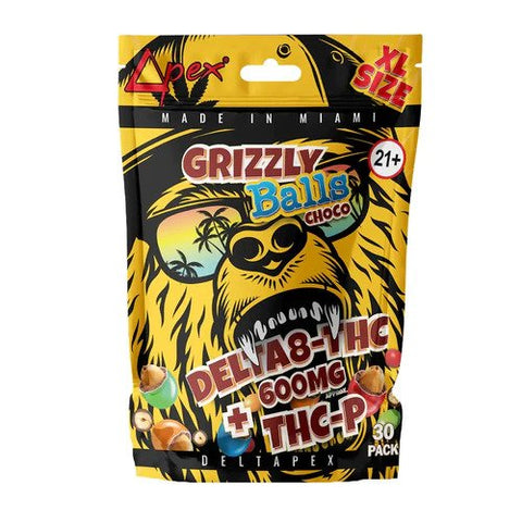DELTA PEX 600MG D8/THC-P Peanut Grizzly Chocolate Balls 30ct/pack | 1pack