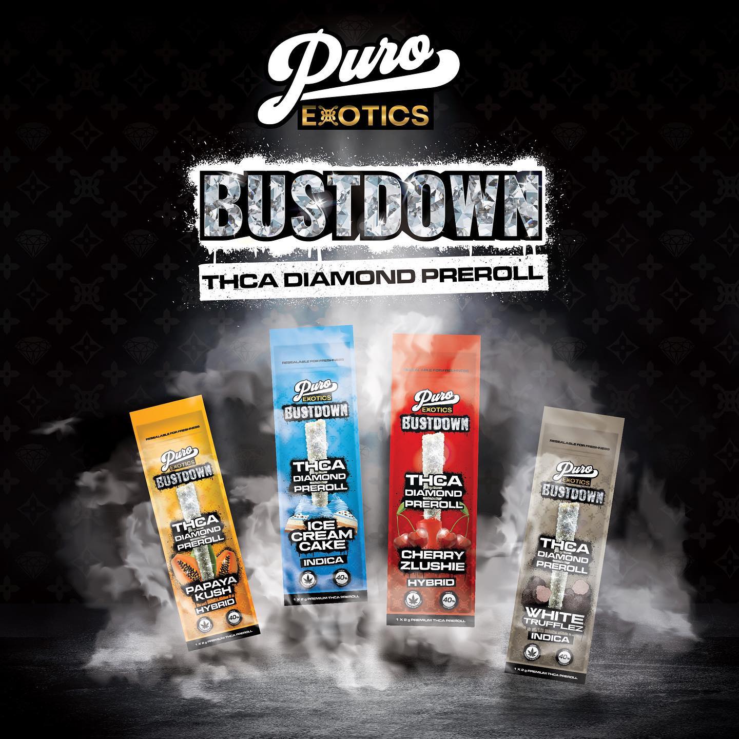 Puro Exotics Bustdown Thca Diamond 1g Pre Rolls 2ct – Highfi