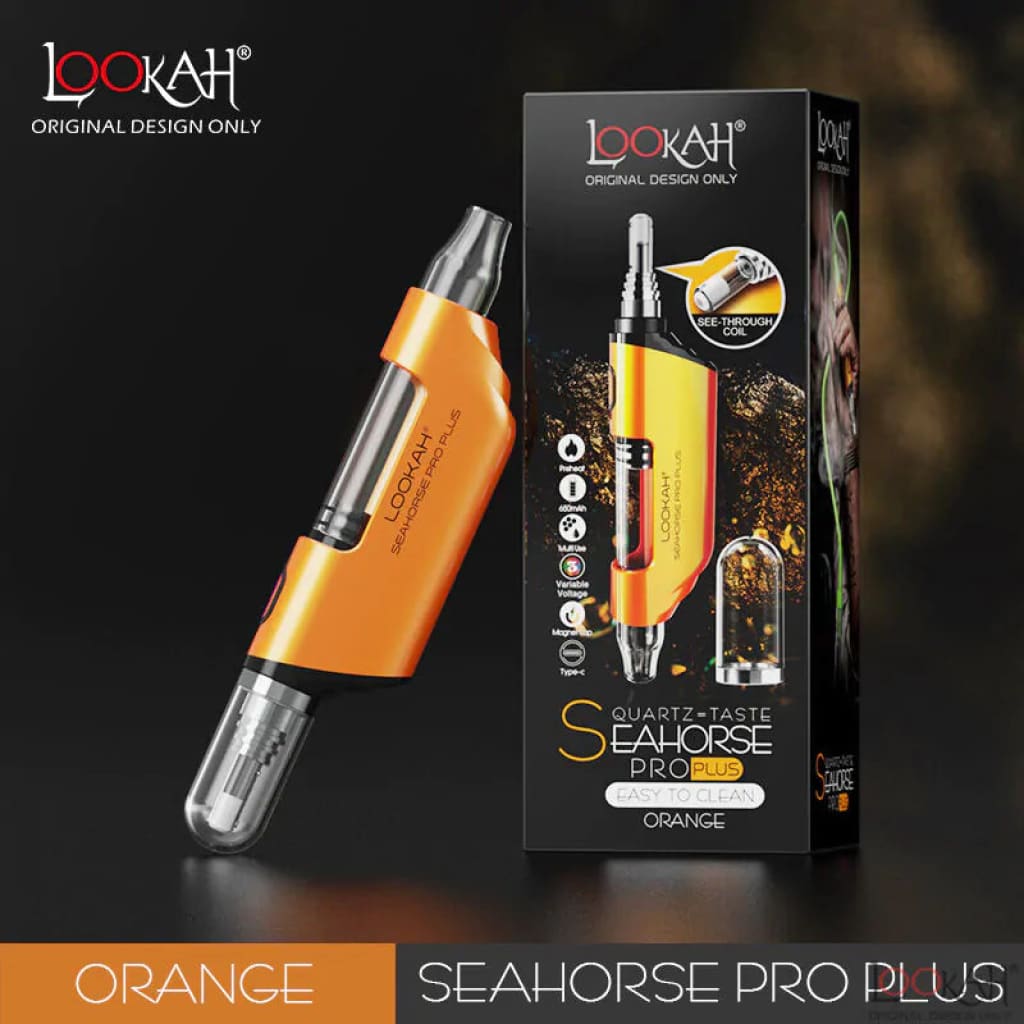 Lookah Seahorse Pro Plus Wax Vaporizer Orange Concentrate Vaporizers 6973199593865